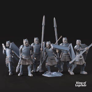 Grey Castle Warriors with Spears | 6 Miniatures | Davale Games