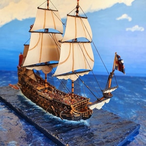 Large 17th Century English Sovereign of the Seas Ship Miniature | Scale 1/350 | 5.5&quot; Hull | Turner Miniatures