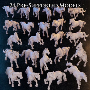 24 Horse Miniatures Set