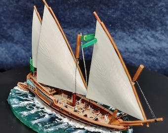 Grande miniature de bateau de boutre de 5,2 pouces | Échelle 1/350 | Miniatures Turner