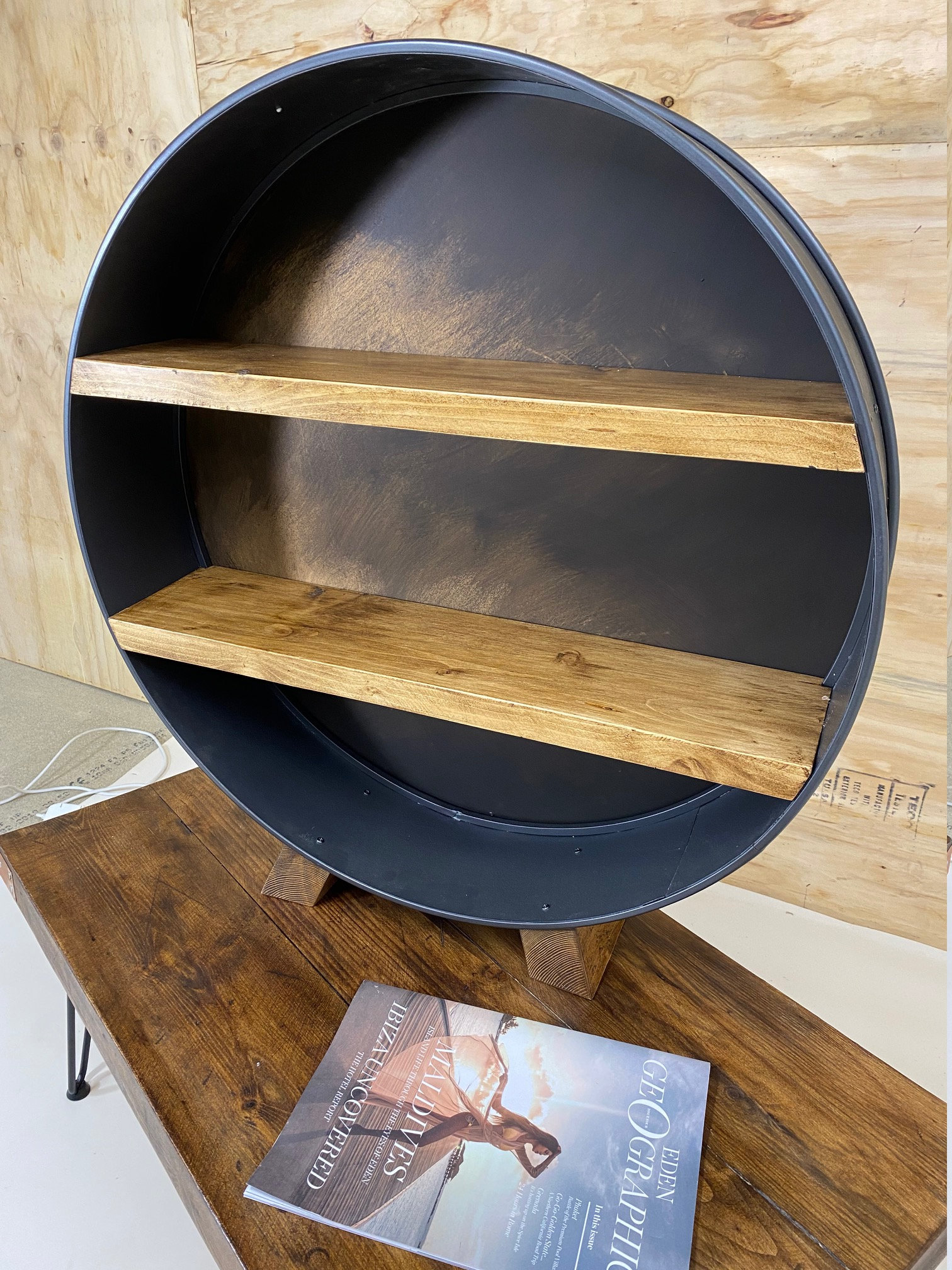 Industrial Style Round Shelf Unit Etsy UK