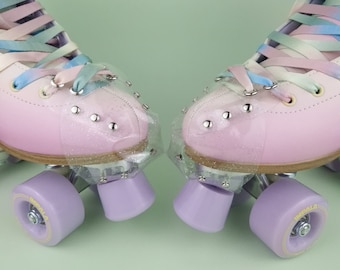 Sparkle Transparent Vegan Toe Guard Caps for Roller Skates - Heart Shaped