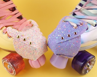 Starry Glitter Vegan Toe Guard Caps for Roller Skates - Heart Shaped