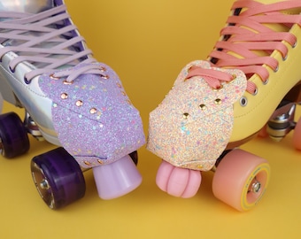 Starry Glitter Vegan Toe Guard Caps for Roller Skates - Heart Shaped
