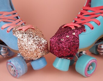 Disco Glitter Vegan Toe Guard Caps for Roller Skates - Heart Shaped