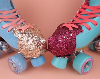 Disco Glitter Vegan Toe Guard Caps for Roller Skates - Heart Shaped