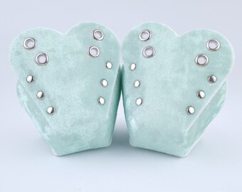 Tapas de protección de dedos de pies veganos de terciopelo verde menta para patines