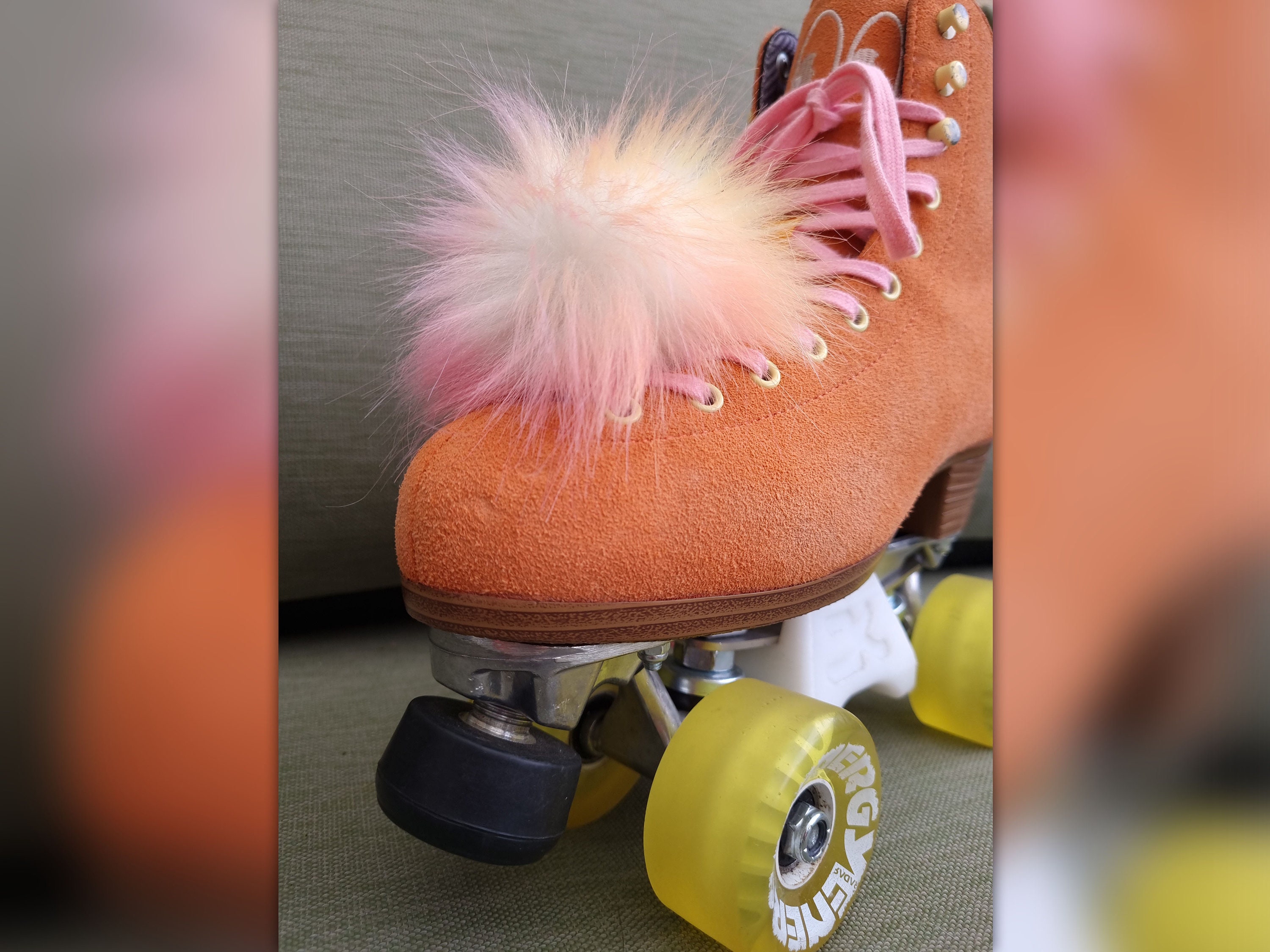 Striped Roller Skate with Pom Pom Sticker for Sale by jenbucheli