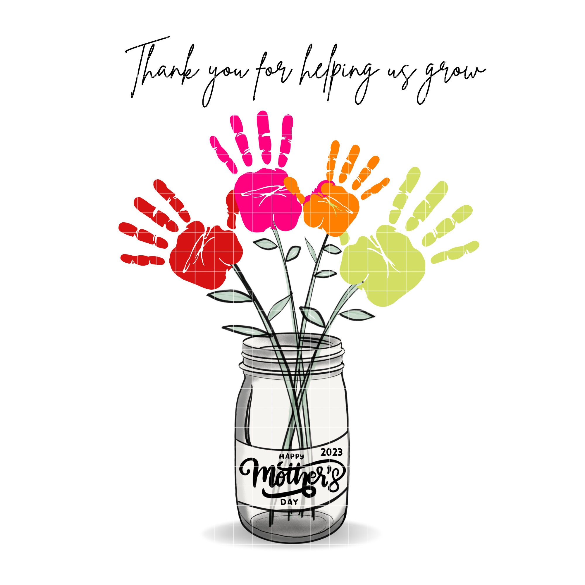 Spring Flower Handprint Mason Jar Gift for Mom Mothers Day Etsy