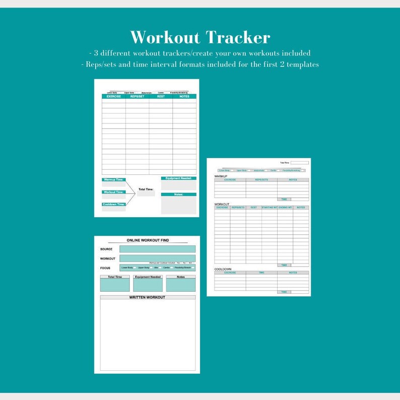 Workout Planner and Workout Organizer Printables Etsy