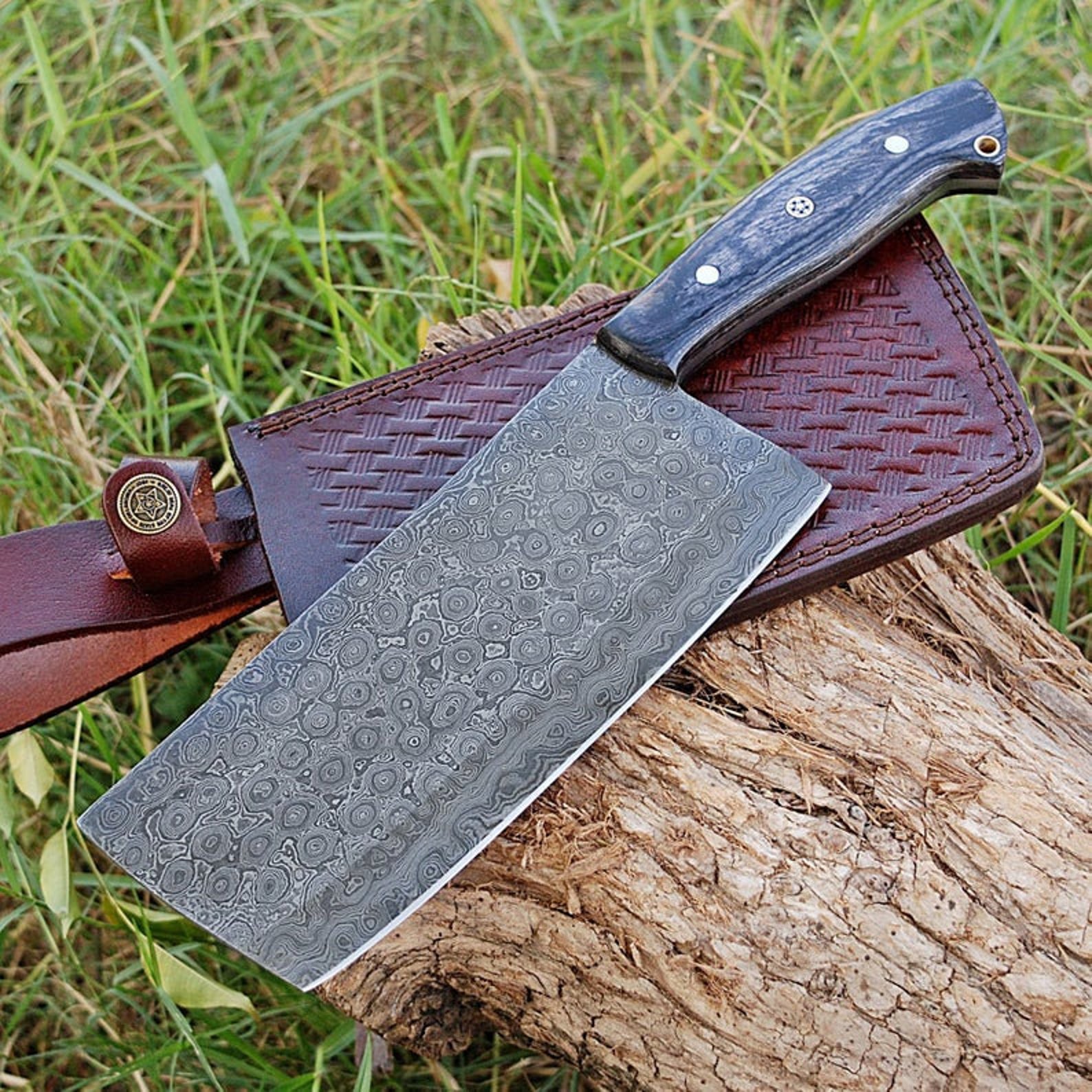 Handmade Damascus Steel Cleaver Etsy UK