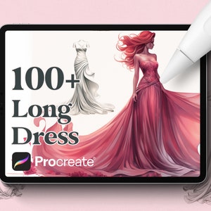 100+ Long Dress Stamps for Procreate, Instant digital download