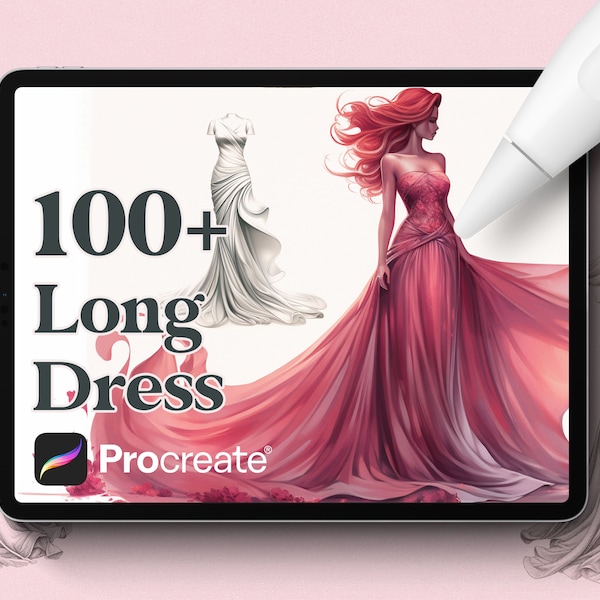 Plus de 100 timbres de robe longue pour procréer, téléchargement numérique instantané