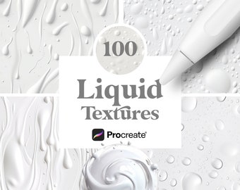 100 Procreate texture liquide, pennelli fluidi, download digitale