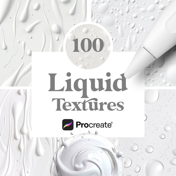 100 Procreate Liquid Textures, Fluid Brushes, Digital Download