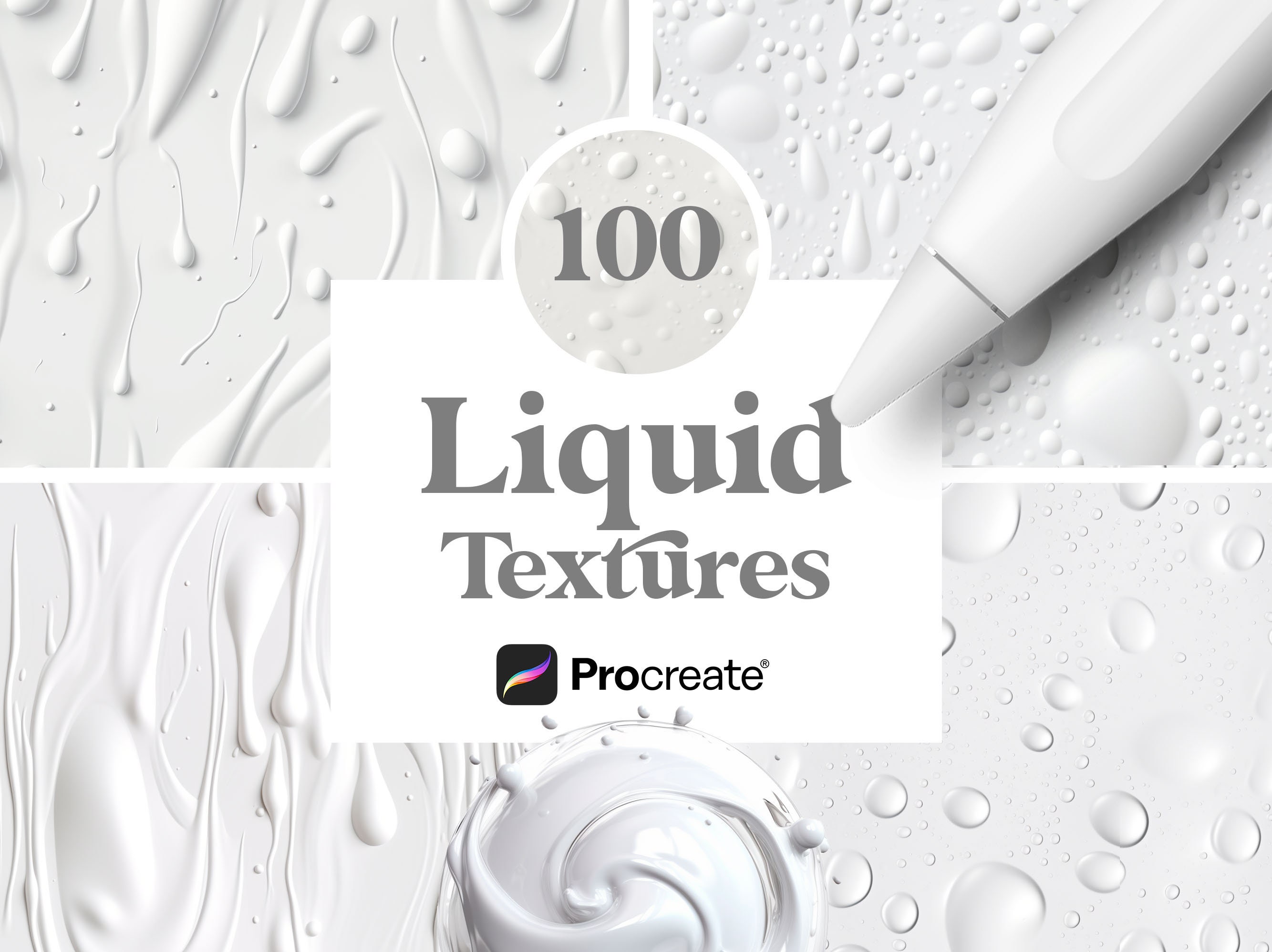 100 Procreate Liquid Textures & Fluid Brushes | Digital Download for Artists