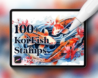 100+ Koi Fish Stamps Pinsel für Procreate, sofortiger digitaler Download von Tattoostempeln