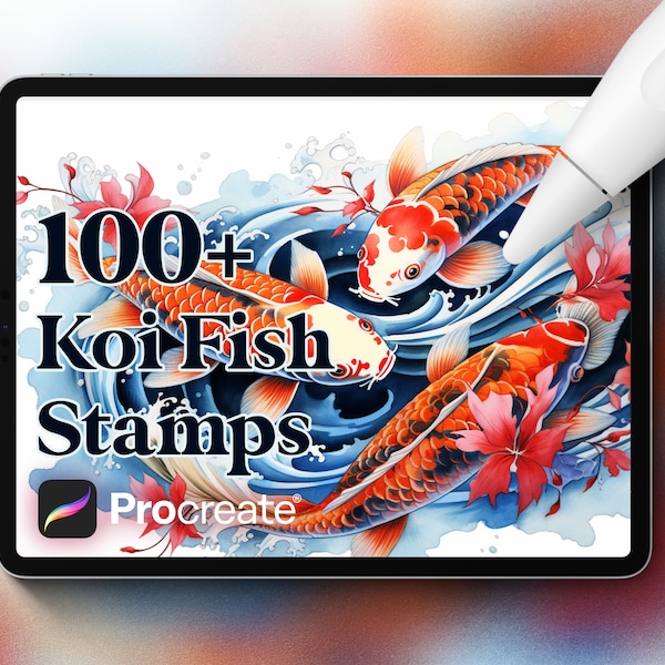 100+ Koi Fish Stamps brushes for Procreate, Instant digital download of tattoo stamps