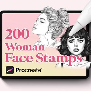 200 Woman Face Stamps: Portrait Guide for Procreate (Digital Download)