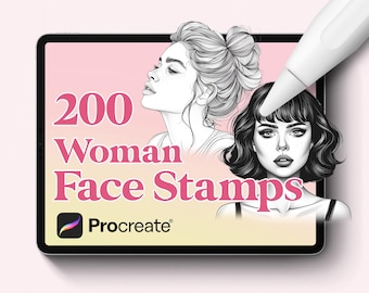 200 Woman Face Stamps: Portrait Guide for Procreate (Digital Download)