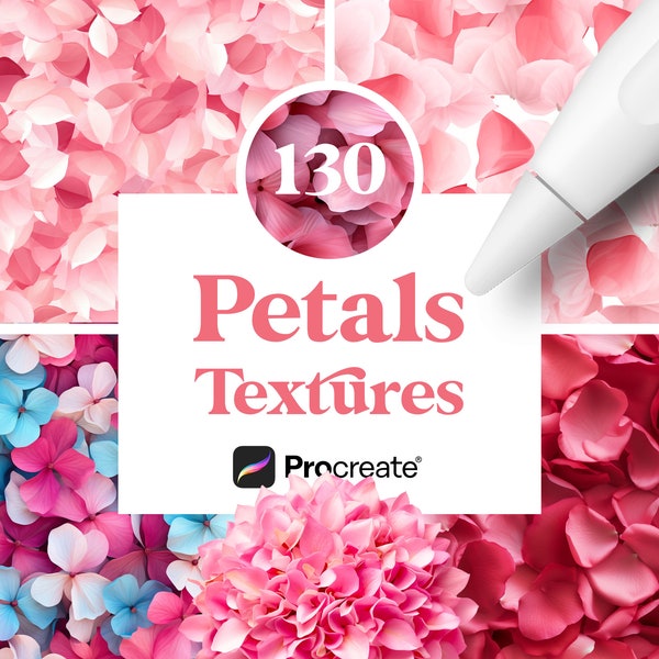 130 Procreate FLower Petal Textures, Seamless Floral Pattern, Digital Download