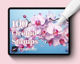 Orchidee Procreate Briefmarken, Sofortiger digitaler Download