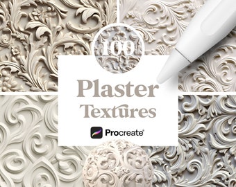 100 Procreate Plaster Ornament Textures, Seamless Gyps Textures