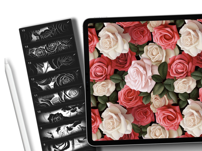 100 Procreate Roses Patterns, Seamless Floral Textures - Etsy