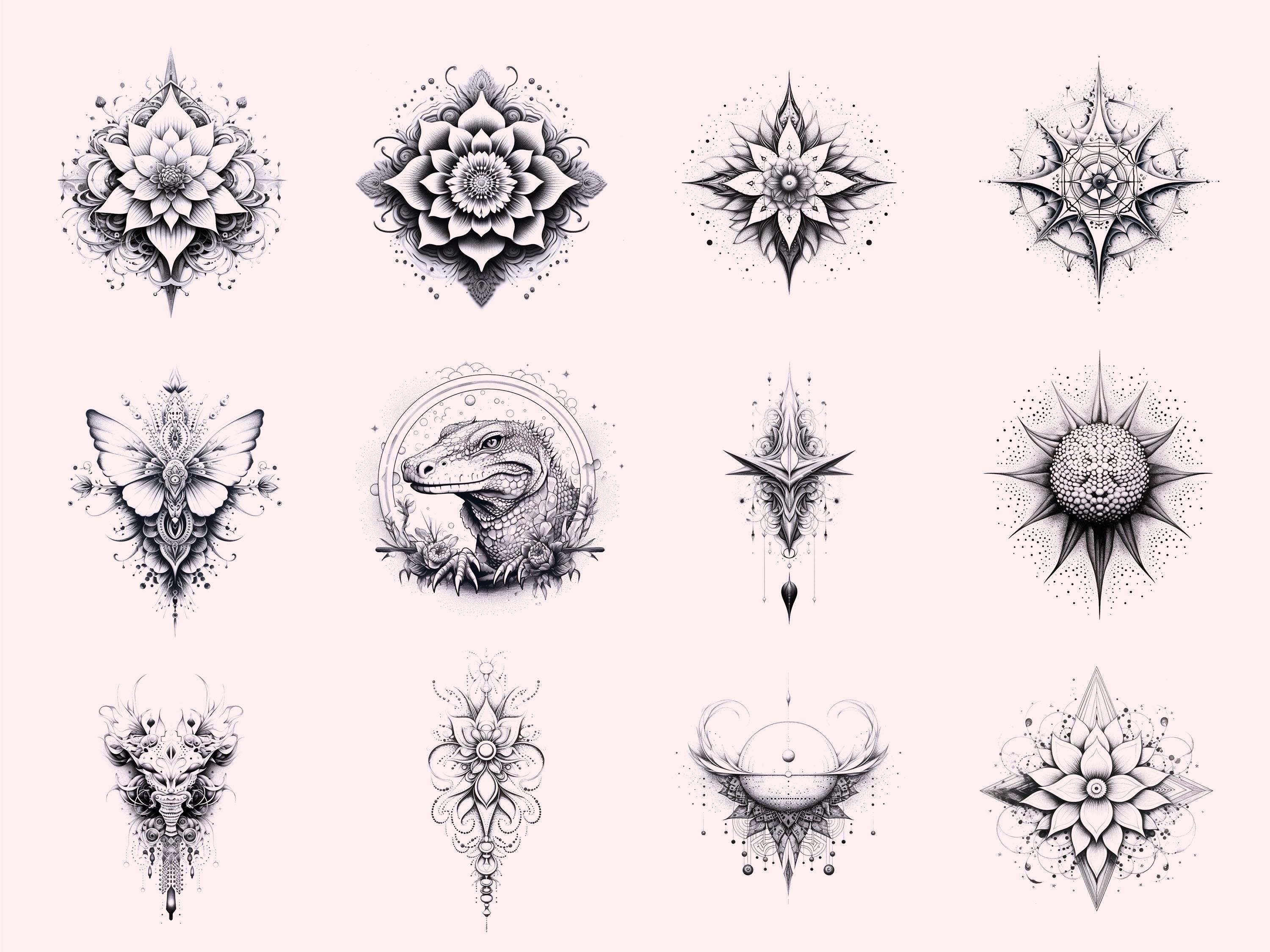 100 Dotwork Tattoo Stamps Brushes for Procreate, Dot Work Tattoo Flash ...