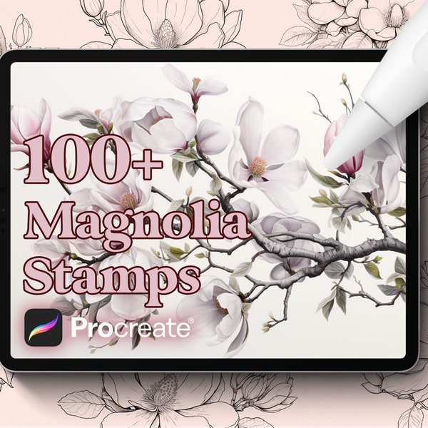 100+ Magnolia Procreate Stamps, Instant digital download