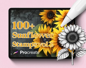 Procreate Sonnenblumenstempel | SonnenblumeI llustration Bündel | Procreate Blumen Pinsel |  Kommerzielle Nutzung inbegriffen