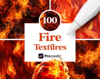 100 textures de procréation de feu, pinceaux à flamme, téléchargement numérique