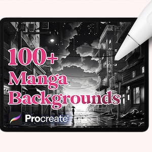 100 Manga Background Stamps for Procreate Clothes Brushes | Anime Backgrounds |  Zine BG | Digital Download
