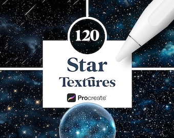 120 Procreate Stars Textures, Starry sky for Procreate, Digital Download