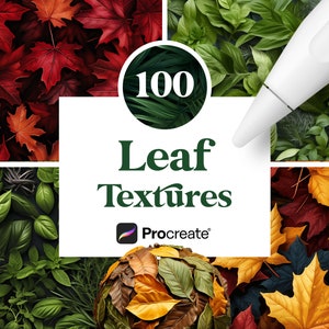 100 Procreate Blatttexturen, Ahornblätter und Kräuterpinsel für Procreate, digitaler Download