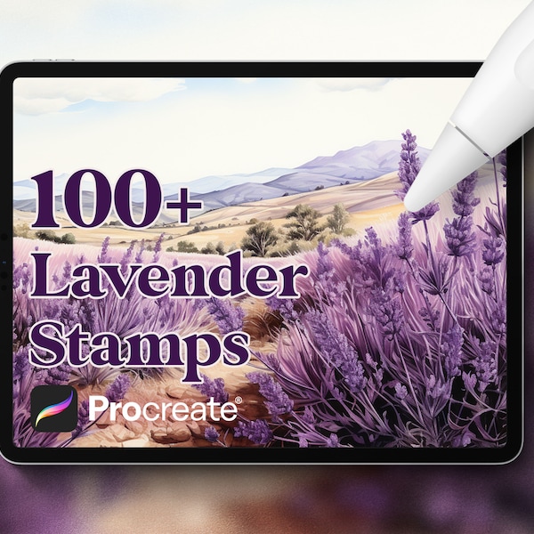 100+ Lavender Stamps brushes for Procreate, Digital Download