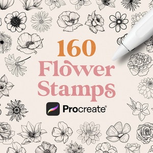 Procreate Flower Stamps | Floral Procreate Stamps | Roses, Peonies, Lilies, Orchids, Hyacinths for Procreate | Commercial Use Included