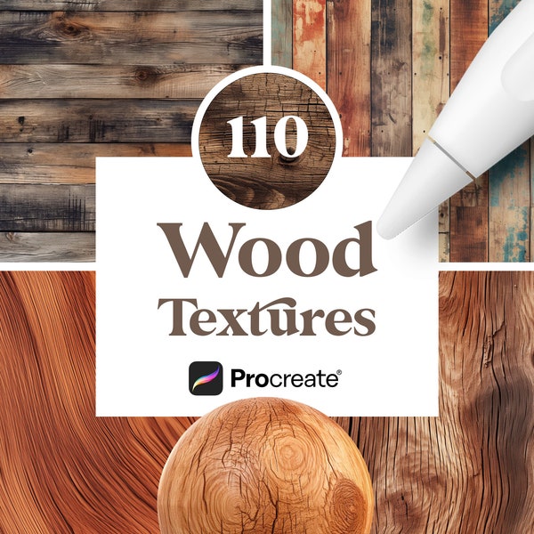 100 texture Procreate in legno, spazzola per assi di legno, download digitale