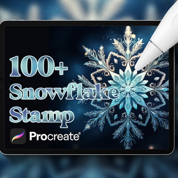 Oltre 100 pennelli per timbri con fiocchi di neve per Procreate, download digitale istantaneo