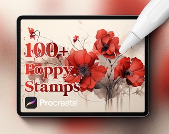 100+ Poppy Procreate Briefmarken, Sofortiger digitaler Download