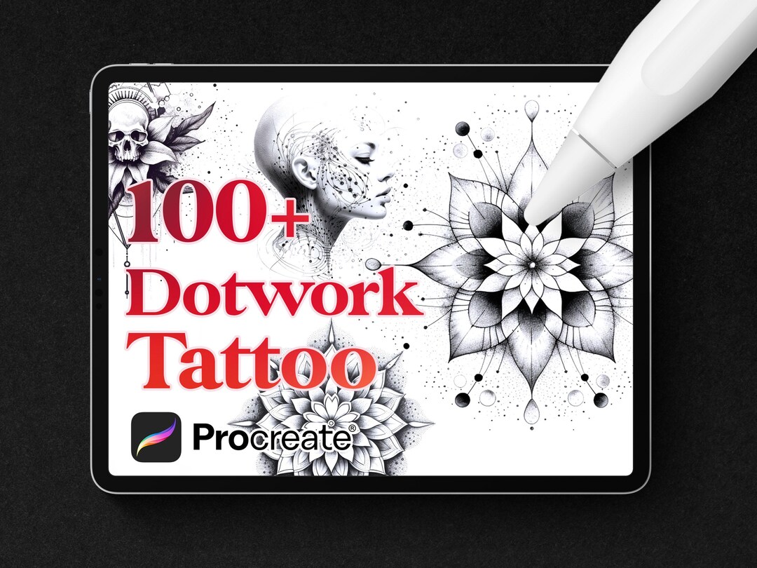 100 Dotwork Tattoo Stamps Brushes for Procreate, Dot Work Tattoo Flash ...