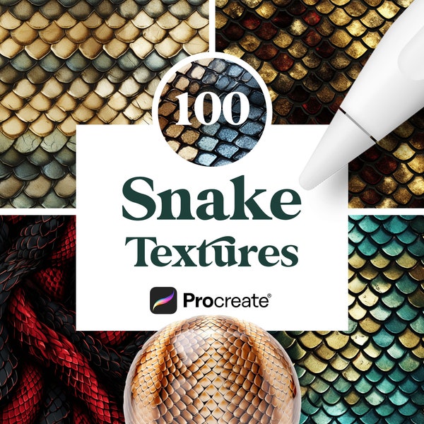 100 Procreate Snake Textures, Snake Scales Brushes