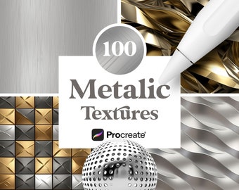 100 Procreate Metalic Texturen, nahtlose Metalltexturen, digitaler Download