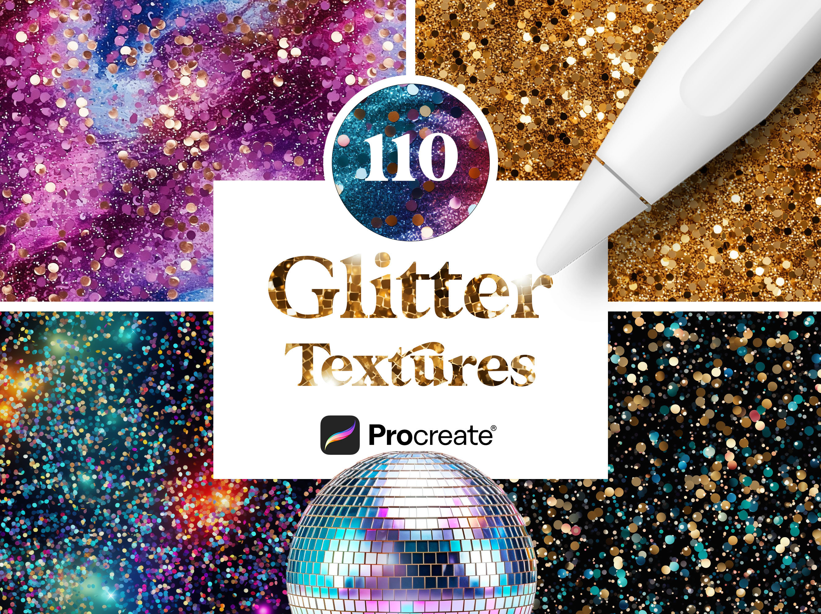 100 Texturas y Pinceles de Purpurina para Procreate | Sparkle, Shimmer, Descarga digital