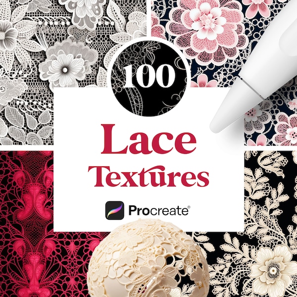 100 Lace Procreate Textures, Fishnet Patterns for Procreate, Digital Download