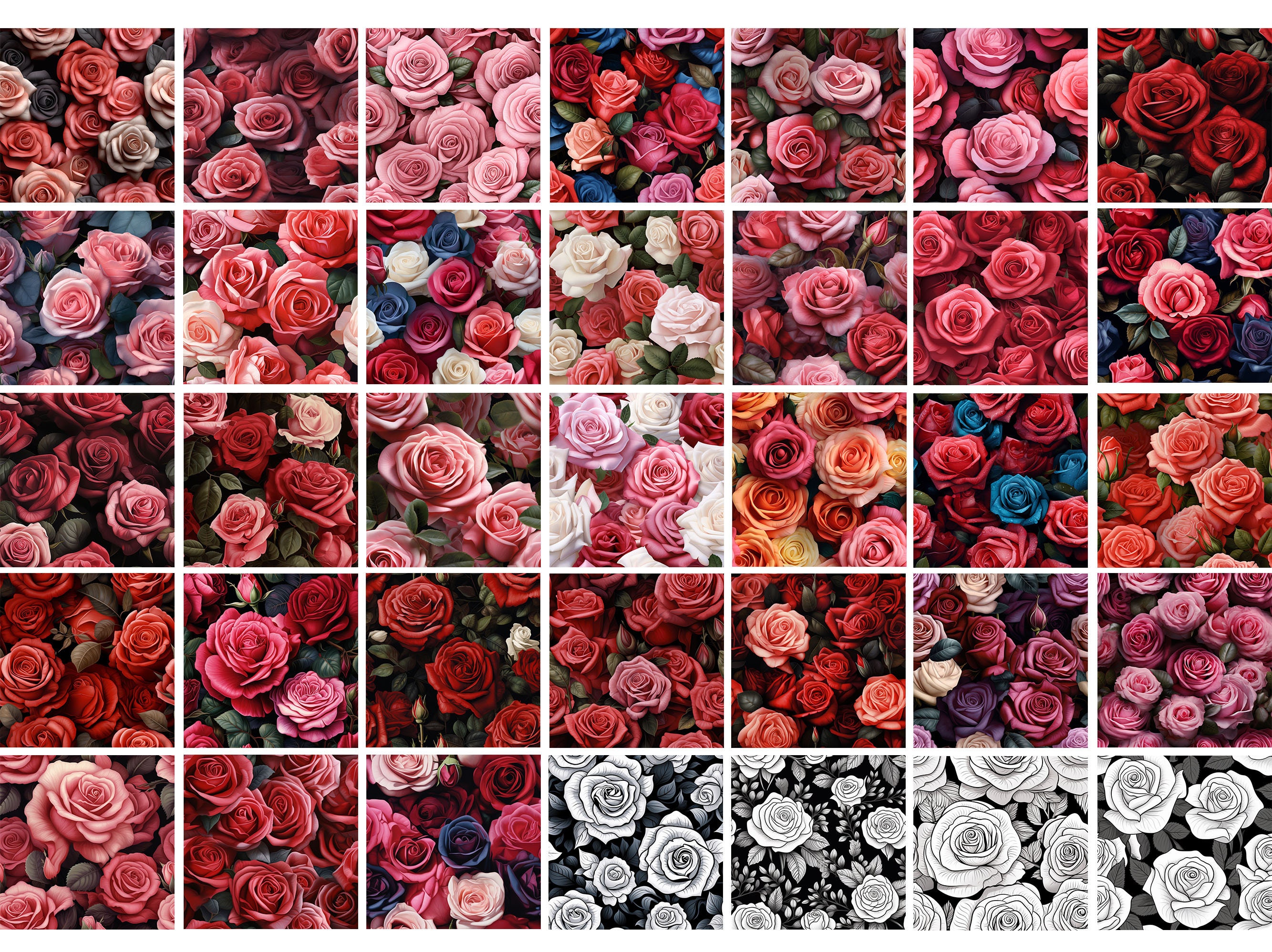Write Me Roses Patterns 100 Procreate Roses Patterns, Seamless Floral Textures - Etsy