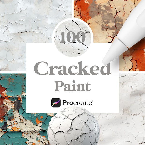100 Cracked Paint Textures for Procreate, Seamless Texture Brushes, Old Paint Texture