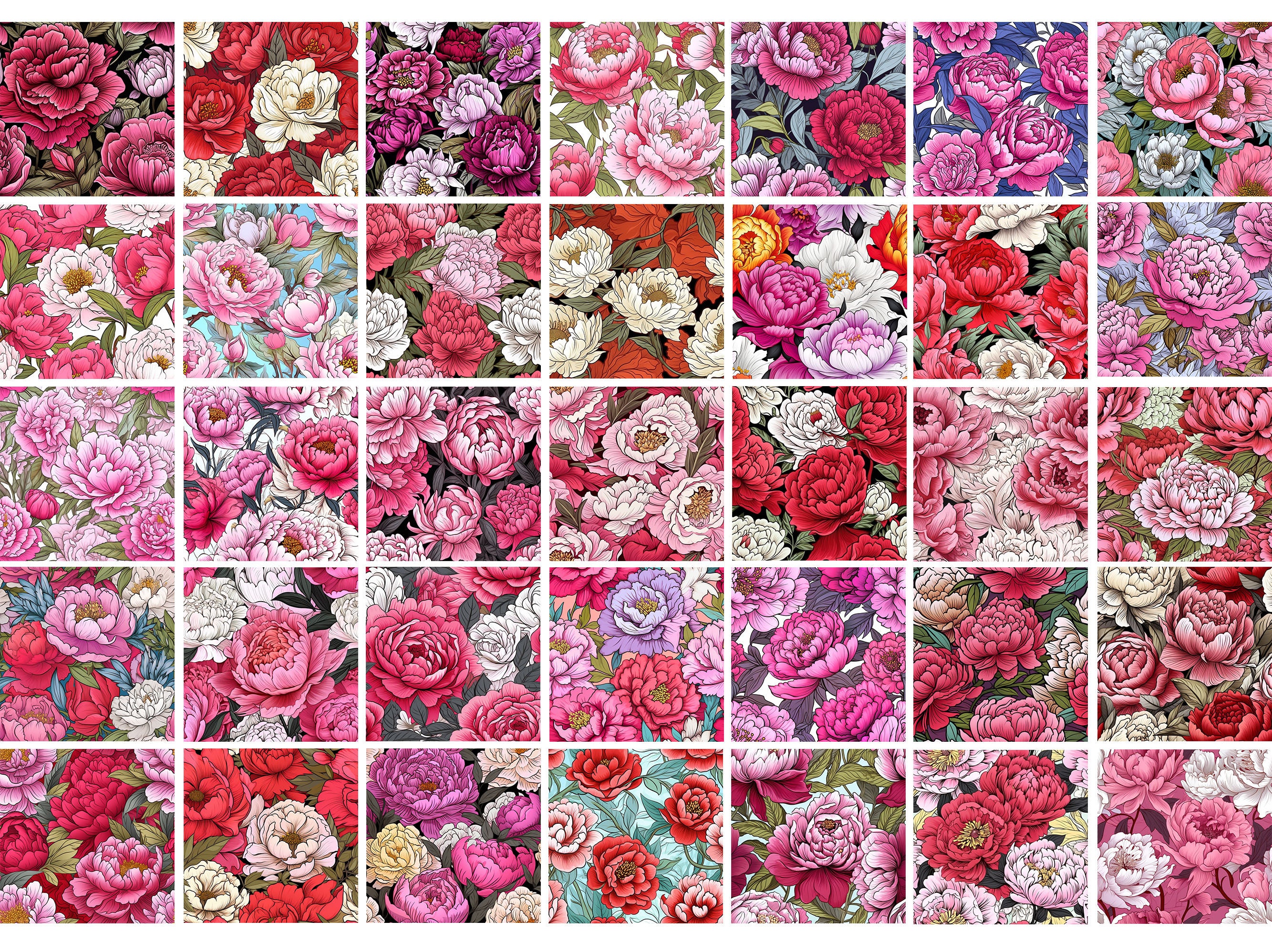 100 Peony Patterns for Procreate, Peony Tattoo Designs, Digital ...
