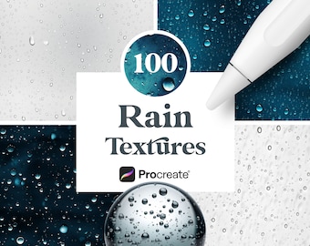 100 Procreate Regen Texturen, Tropfen Pinsel für Procreate, digitaler Download