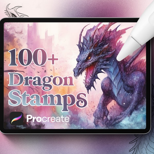 100+ Dragon Stamps-penselen voor Procreate, Instant digitale download